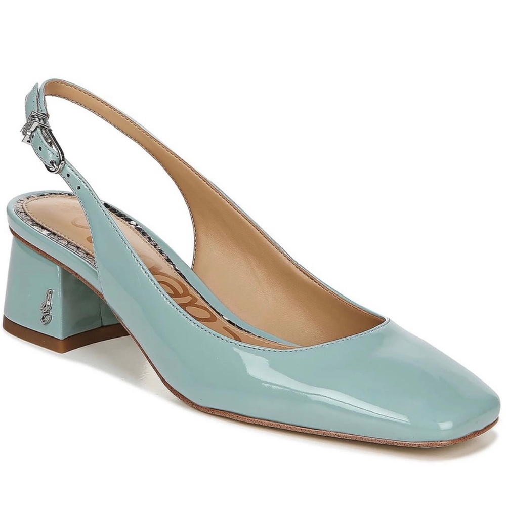 NEW Sam Edelman | Tamra Slingback Blue Leather Heels Sandals Aqua Wedding Work 6